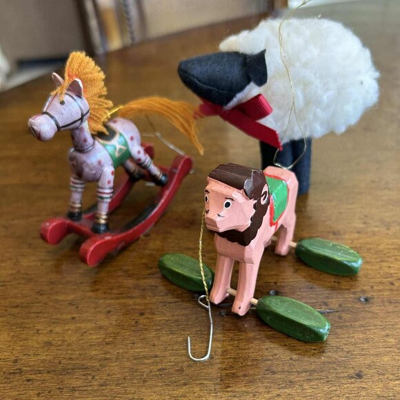 Vintage Lamb,  Lion & Rocking Horse Christmas ornaments - Picture 2 of 10